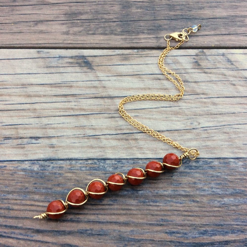 Red Jasper necklace, Root chakra, 14k Gold filled, crystal healing